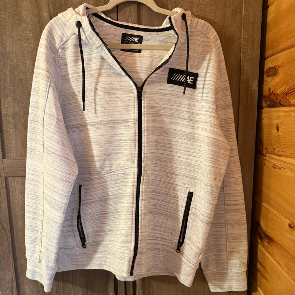 American Eagle Outfitters Cream and Gray Hoodie